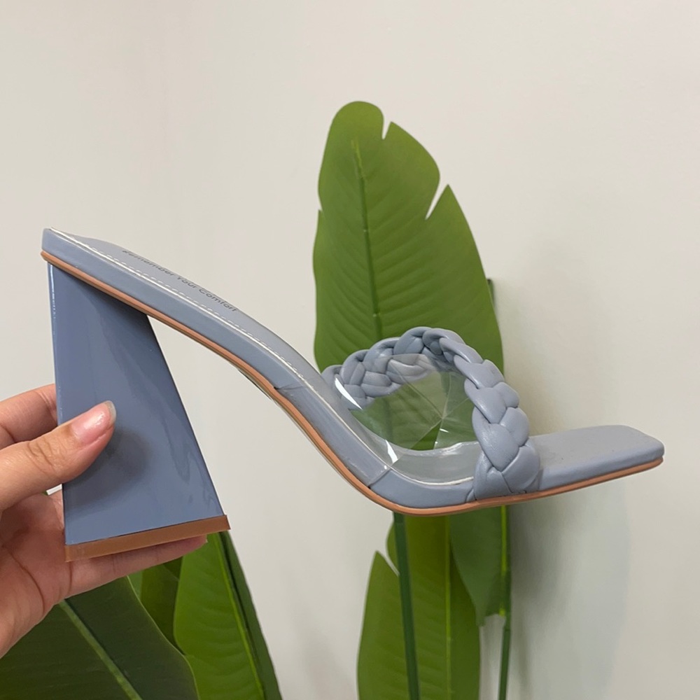 Blue braided square toe mule